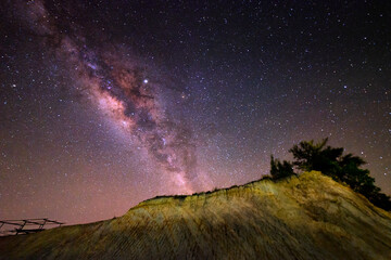 Beautiful nightscape with Starry night and Milky Way Galaxy rising in Kudat Sabah North Borneo. 