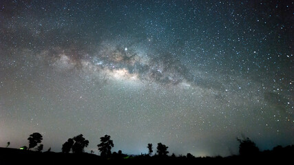 Beautiful nightscape with Starry night and Milky Way Galaxy rising in Kudat Sabah North Borneo. 