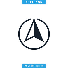 Arrow Compass Icon Vector Logo Template. North Direction.