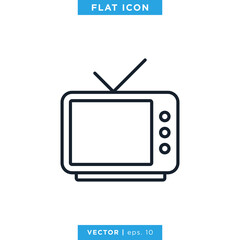 TV Icon Vector Design Template.  Television Icon With Editable Stroke