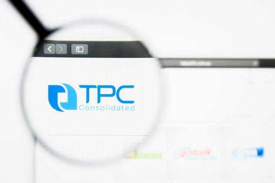 San Francisco, California, USA - 8 April 2019: Illustrative Editorial of TPC Consolidated website homepage. TPC Consolidated logo visible on display screen.