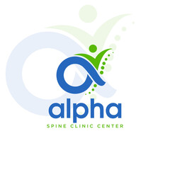 alpha spine clinic center logo, abstrack style initial a vector