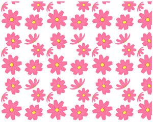 コスモスの花柄のシームレスパターン　カラフルな花びらの背景画像　