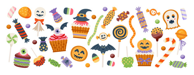 Halloween sweet set isolated in white background.