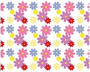 カラフルなコスモスの花のベクターイラスト Wall Mural Nisi