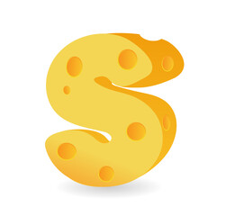 Initial S cheese logo, flat design logo template,  vector illustration