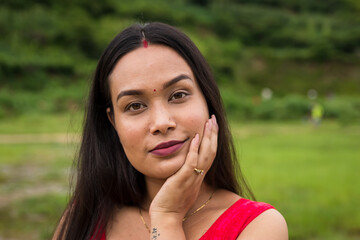 Portrait in cloudy weather