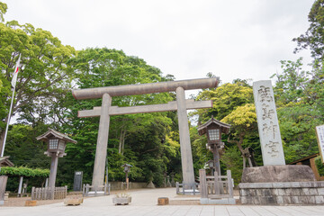 Fototapeta na wymiar Kashima Shrine (Kashima jingu Shrine) in Kashima, Ibaraki Prefecture, Japan. Kashima Shrine is one of the oldest shrines in eastern Japan.