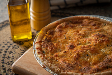 Homemade baked vegetable pie close-up
