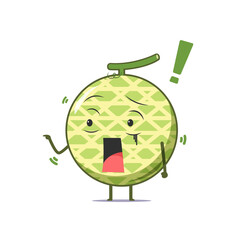 Cute melon character got shocked isolated on white background. Melon character emoticon illustration