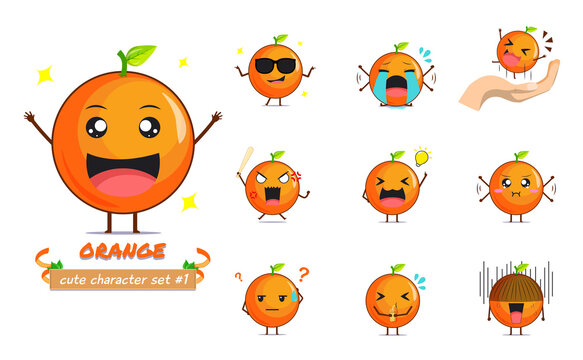 Cute orange character illustration set 1