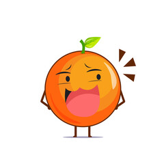 Cute Orange character mocking face isolated on white background. Orange character emoticon illustration