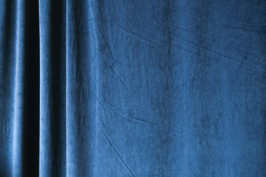 Dark Blue Curtain, Curtain Made Of Thick Beautiful Fabric