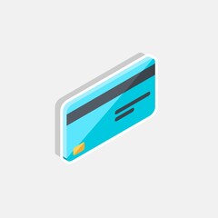 Obraz premium Credit card right view - White Stroke+Shadow icon vector isometric. Flat style vector illustration.