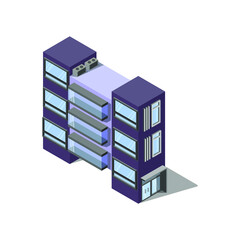 High-rise building with balconies. Isometry architecture.eps