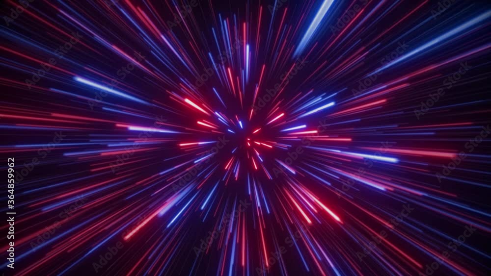 Wall mural through space, starfield. seamless loop abstract particles background.