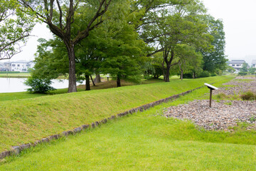 Site of Kanjizaio-in in Hiraizumi, Iwate, Japan. It is part of Historic Monuments and Sites of Hiraizumi, a UNESCO World Heritage Site.