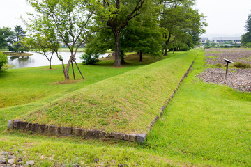 Site of Kanjizaio-in in Hiraizumi, Iwate, Japan. It is part of Historic Monuments and Sites of Hiraizumi, a UNESCO World Heritage Site.