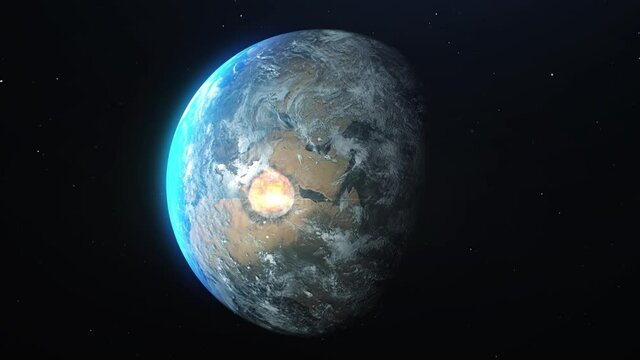 Nuclear atom Explosion over Middle east, outer space view
World fear of nuclear war concept, 3d illusration
