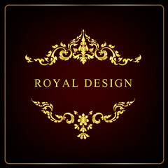 Classical decorative elements in baroque style. Holiday decor frame gold elements isolated