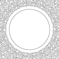Round frame. Outline black-and-white drawing.