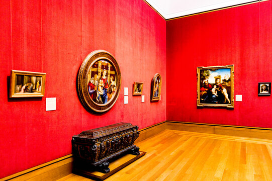 LOS ANGELES, USA - SEP 26, 2015: Interior and gallery of the J. Paul Getty Museum (Getty Museum), an art museum in California established in 1974