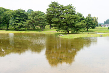 Muryoko-in ruins in Hiraizumi, Iwate, Japan. It is part of UNESCO World Heritage Site - Historic Monuments and Sites of Hiraizumi.