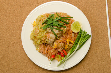 Fried Thai noodles dish with streaky pork dish