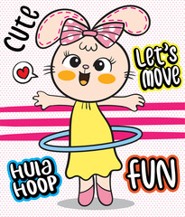 Cute little bunny rabbit cartoon for t shirt