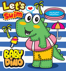 Obraz premium Cute baby dino cartoon for t shirt