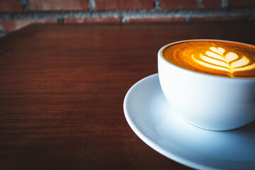 Cup of coffee latte art.