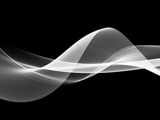 Abstract white wave on black background