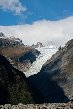 Fox Glacier in the South Island of New Zealand as seen from the walking trail