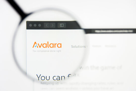 Richmond, Virginia, USA - 9 May 2019: Illustrative Editorial of Avalara Inc website homepage. Avalara Inc logo visible on display screen.