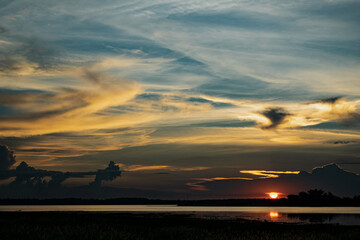 sunset at Namphan small lake Sang Khom Udonthani