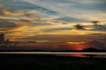 sunset at Namphan small lake Sang Khom Udonthani