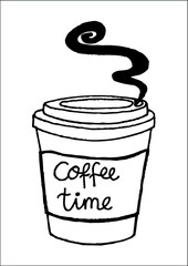 Coffee Time. Doodle vector illustration.