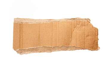 Torn corrugated cardboard isolated on white  background.