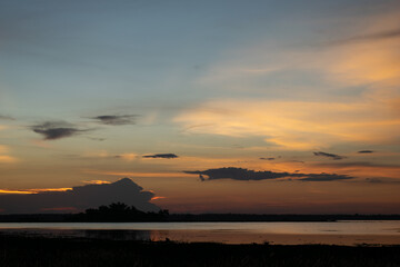 Fototapeta premium After the sunset at Namphan small lake Sang Khom Udonthani