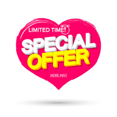 Special Offer, Sale banner design template, discount tag, grunge brush, vector illustration