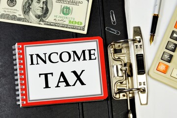 Income tax-the inscription of the text in the planning form on the folder of the document...