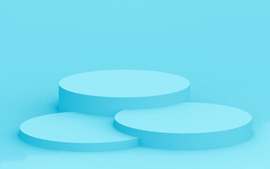 3d blue cylinder podium minimal studio background. Abstract 3d geometric shape object illustration render. Display for medicine product...