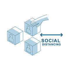 Move Crowds People Box Social Distancing Template Illustration
