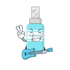 Antiseptic musician cartoon design playing a guitar