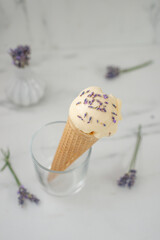 Obraz na płótnie Canvas sweet home made vanilla lavender ice cream