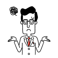 Vector material: troubled, depressed male doctor