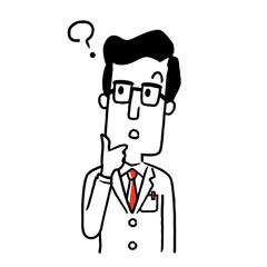 Vector material: thinking, questioning, male doctor
