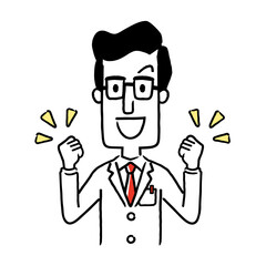 Vector material: male doctor, motivated, cheerful pose