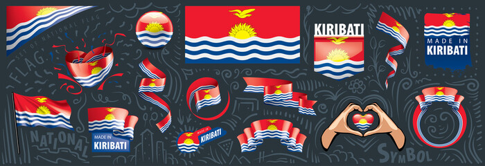 Vector set of the national flag of Kiribati in various creative designs