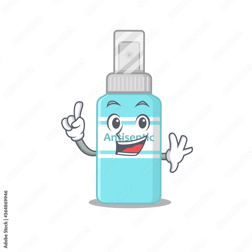 Sticker antiseptic caricature design style with one finger pose